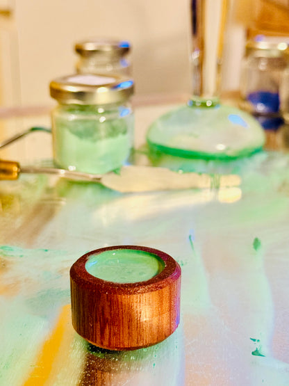 Godet en Bois Vert Emeraude - Malachite