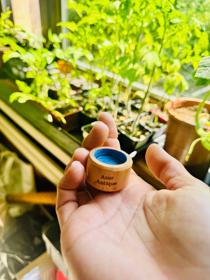 Godet en Bois Azur Antique - Azurite